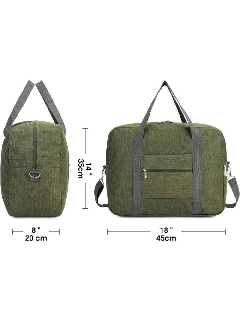 Foldable Travel Duffel Bag 30L Tote for Personal Item, Carry-On Luggage, Army